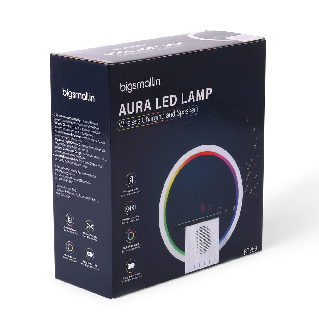 Aura LED Lamp with Wireless Charging & Speaker