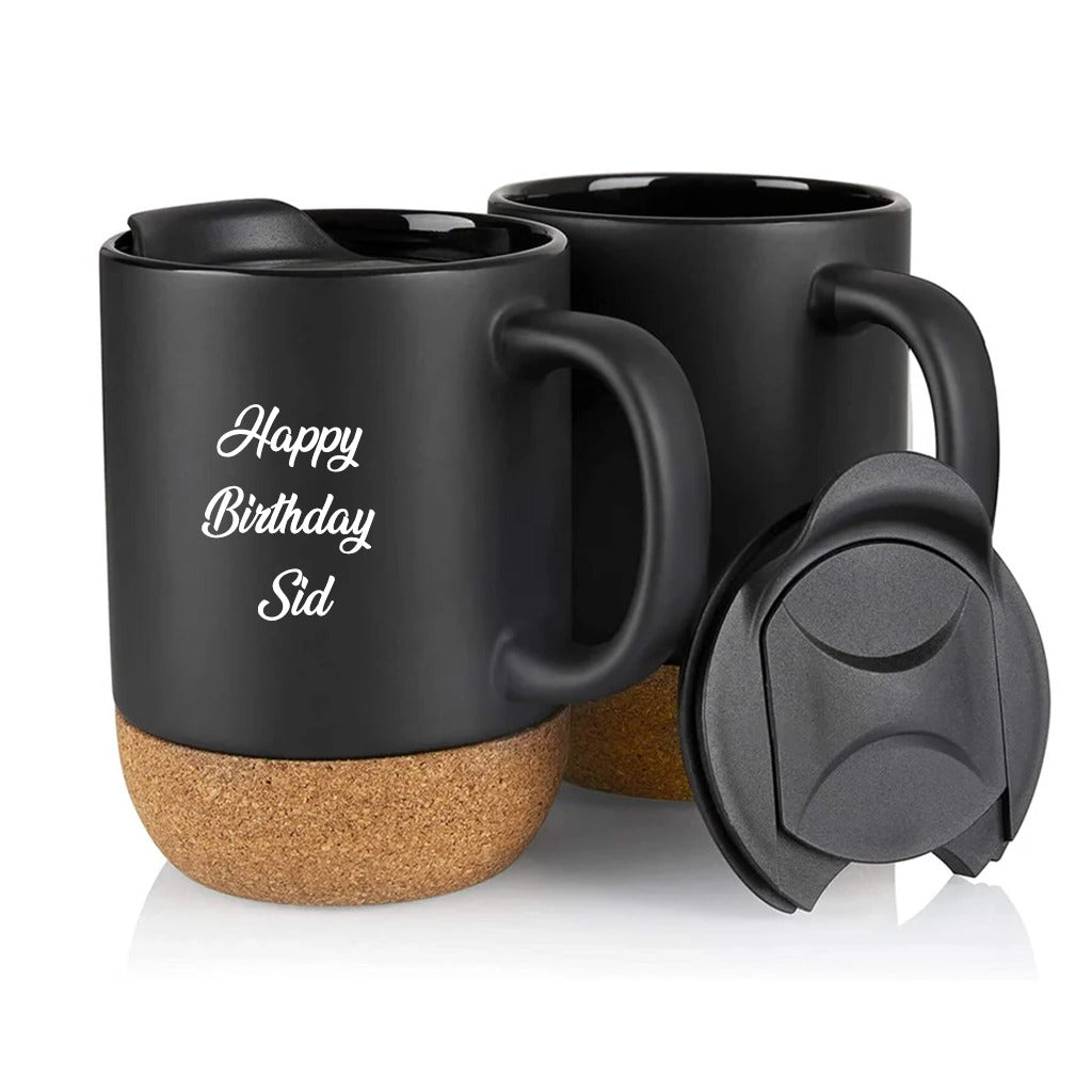 Black Mug with Cork Base